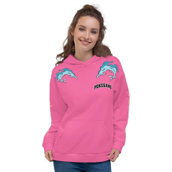 PokeGang Unisex Light Pink Long Sleeve Kangaroo Pocket Pullover Trio Hoodie - Picture 4 of 6